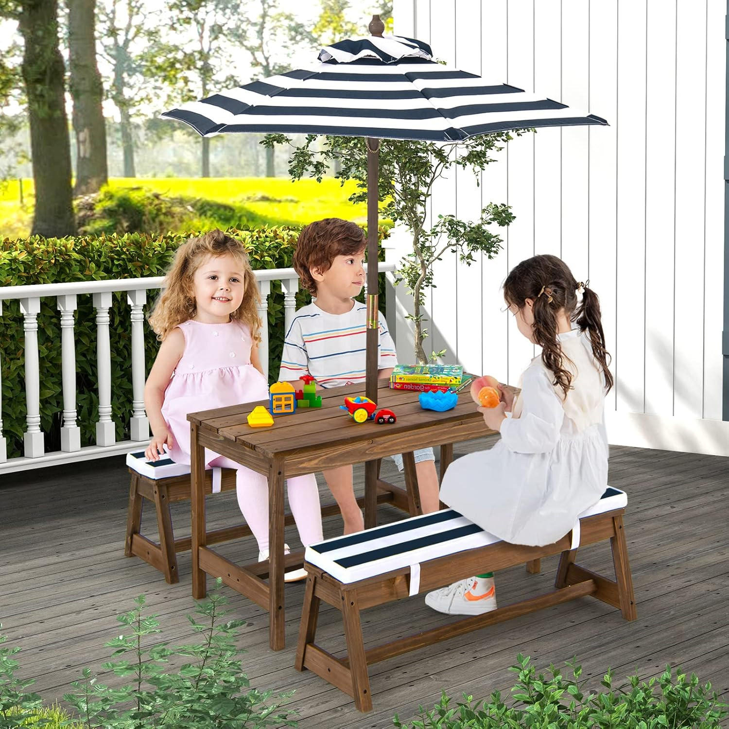 KINDERSITZGRUPPE 50cm Blau - Blau, Holz - COSTWAY
