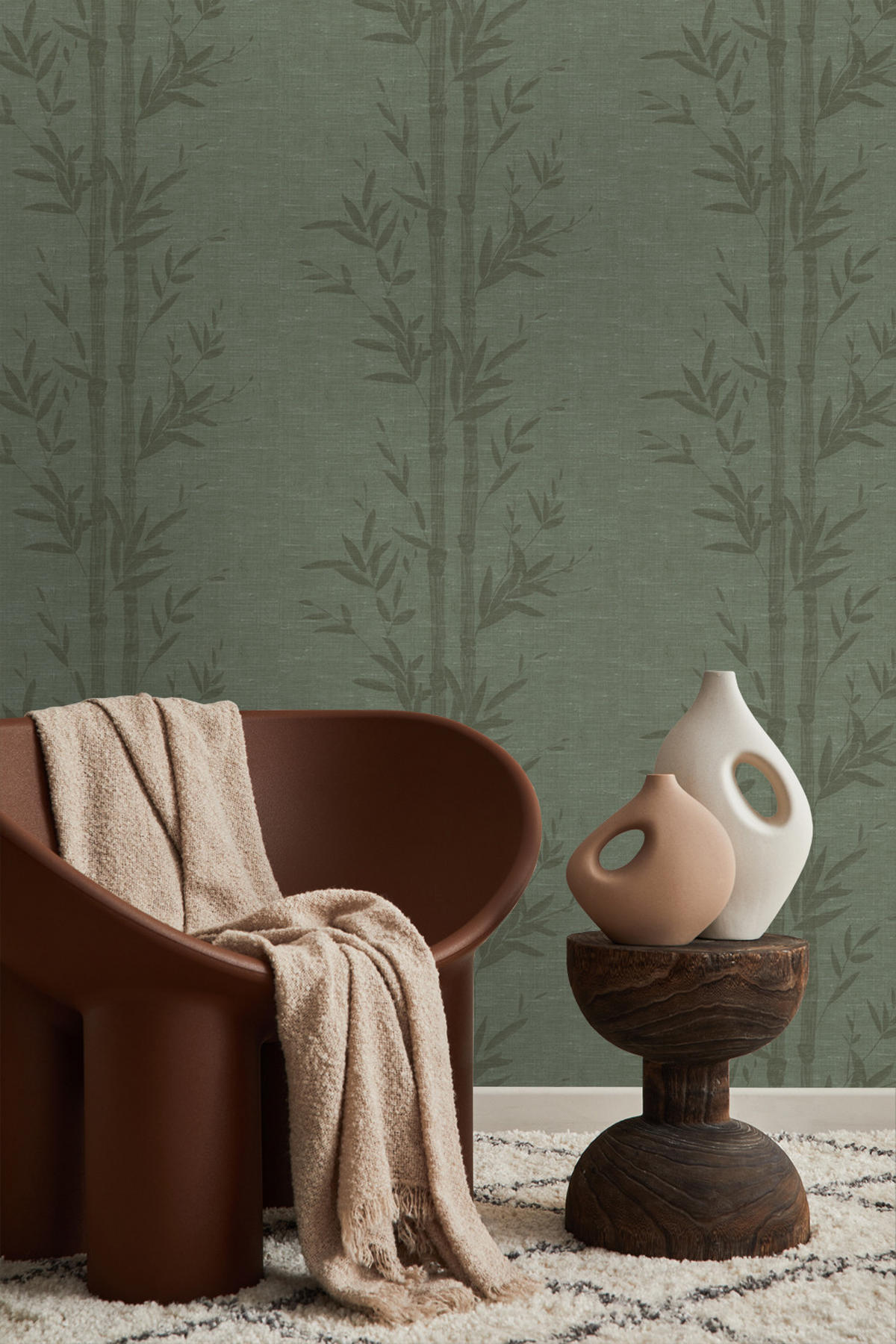 TAPETE Bambusmuster 50 x 900 cm - Grün, Papier (50/900cm) - Origin Wallcoverings