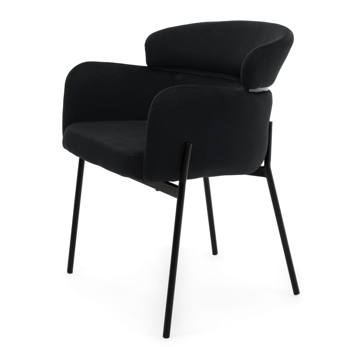 STUHL BOLZANO gepolsterter mit Steppung - schwarz - Samt Velour - Schwarz, Textil/Metall (62/80/61cm) - NEW HOME