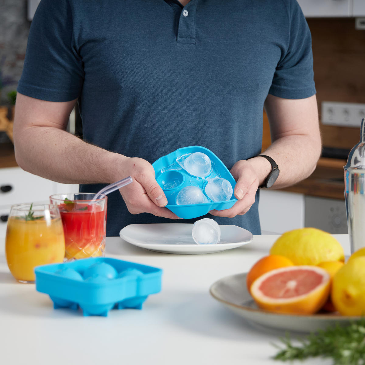 2xEISWÜRFELFORM - Blau, Kunststoff (12.5/5/12.5cm) - Relaxdays
