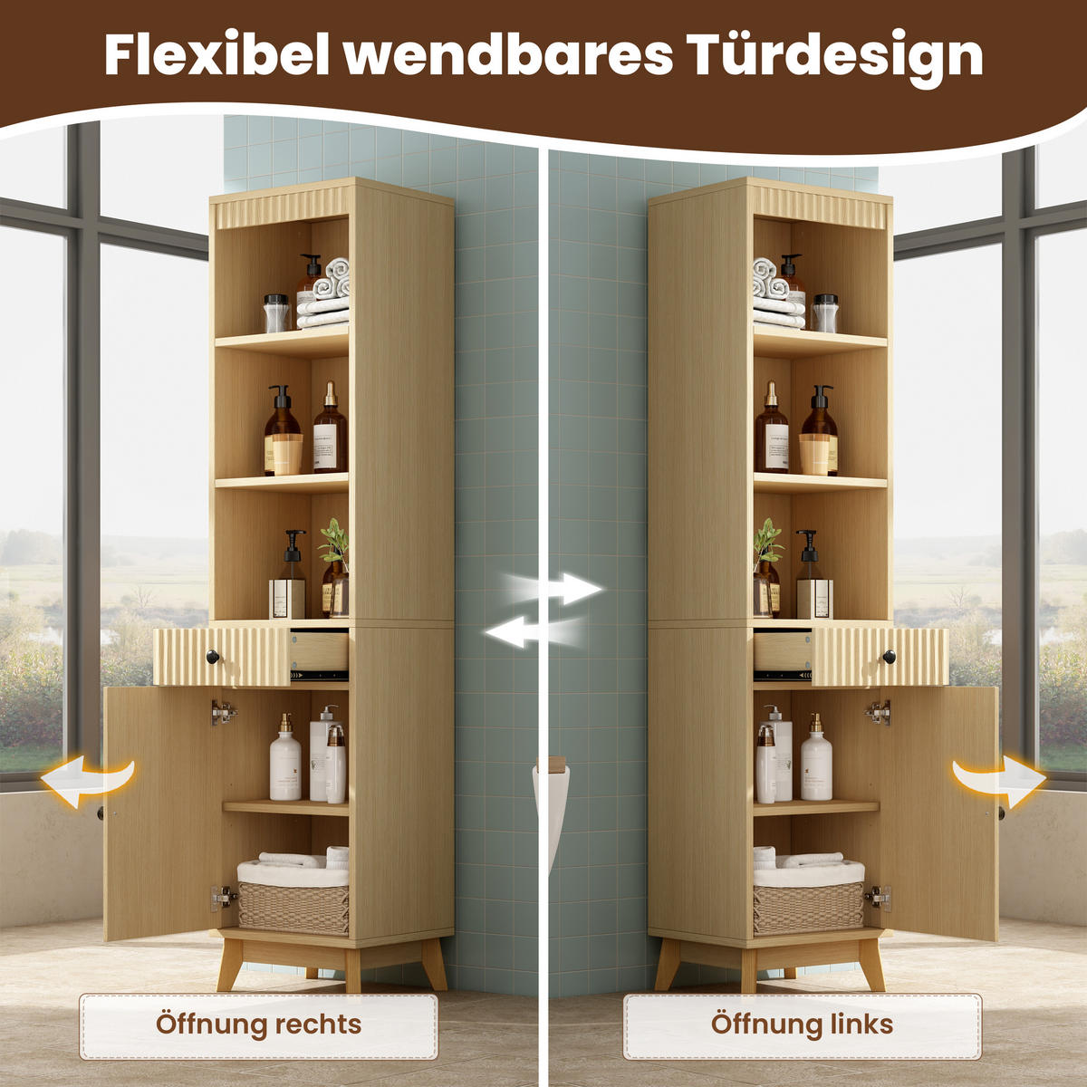 HOCHSCHRANK 40/36/172 cm Weiß mit 1 Schubladen und Soft-Close-Scharniere - Weiß, Holz/Holzwerkstoff (36/172/40cm) - Oxeza