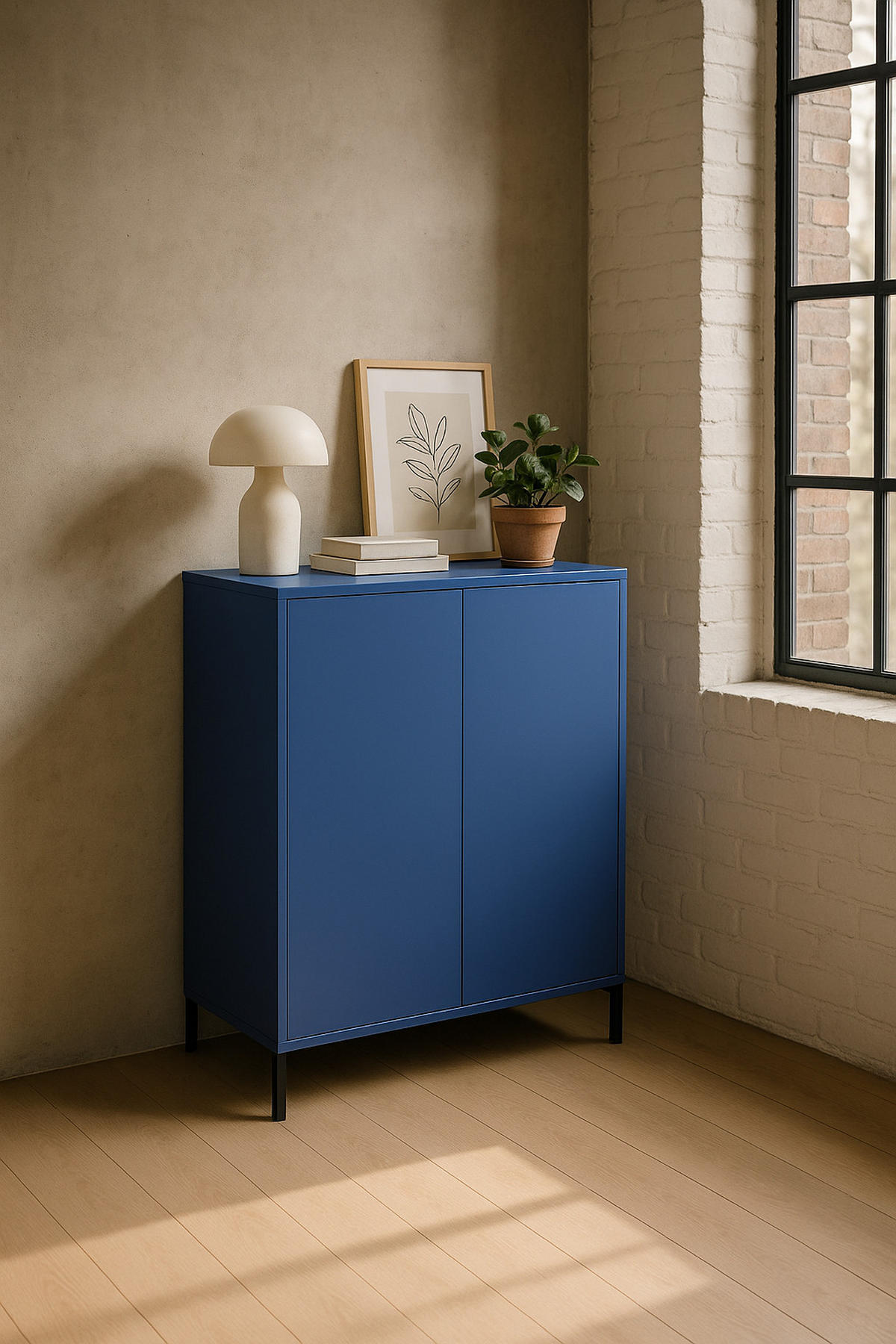 AUFBEWAHRUNGSMÖBEL Multifunktionales in Blau VERNER - Blau, Holzwerkstoff (40/123/75cm) - RNT By Really Nice Things