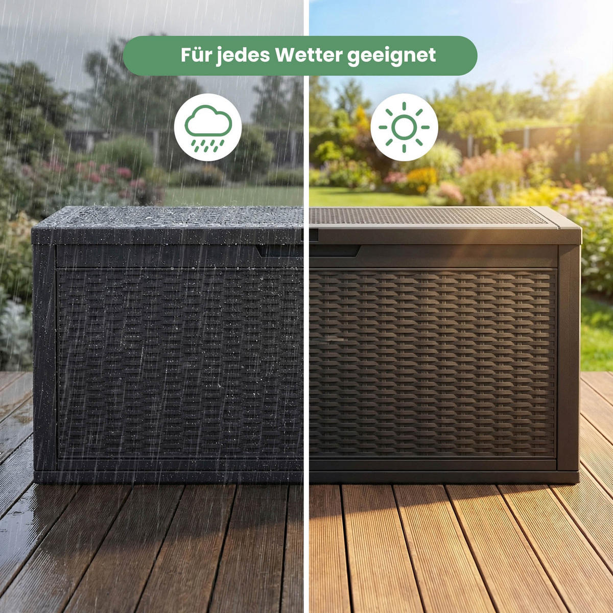 GARTENBOX 340L Schwarz - Schwarz, Kunststoff (119/58.8/51.7cm) - Akord