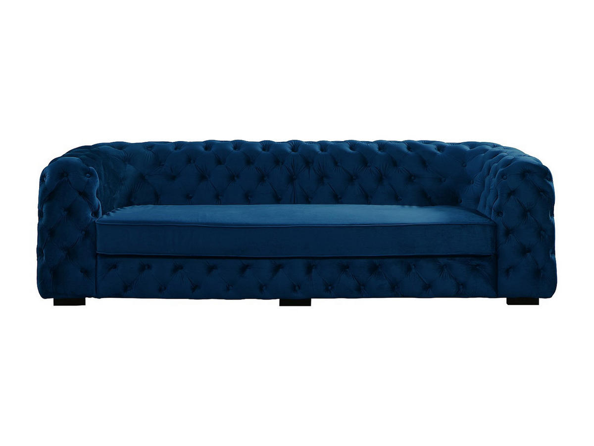 SOFA Chesterfield 3-Sitzer - Samt - Dunkelblau - STANLEY - Blau, Textil (237/68/97cm) - Vente-Unique