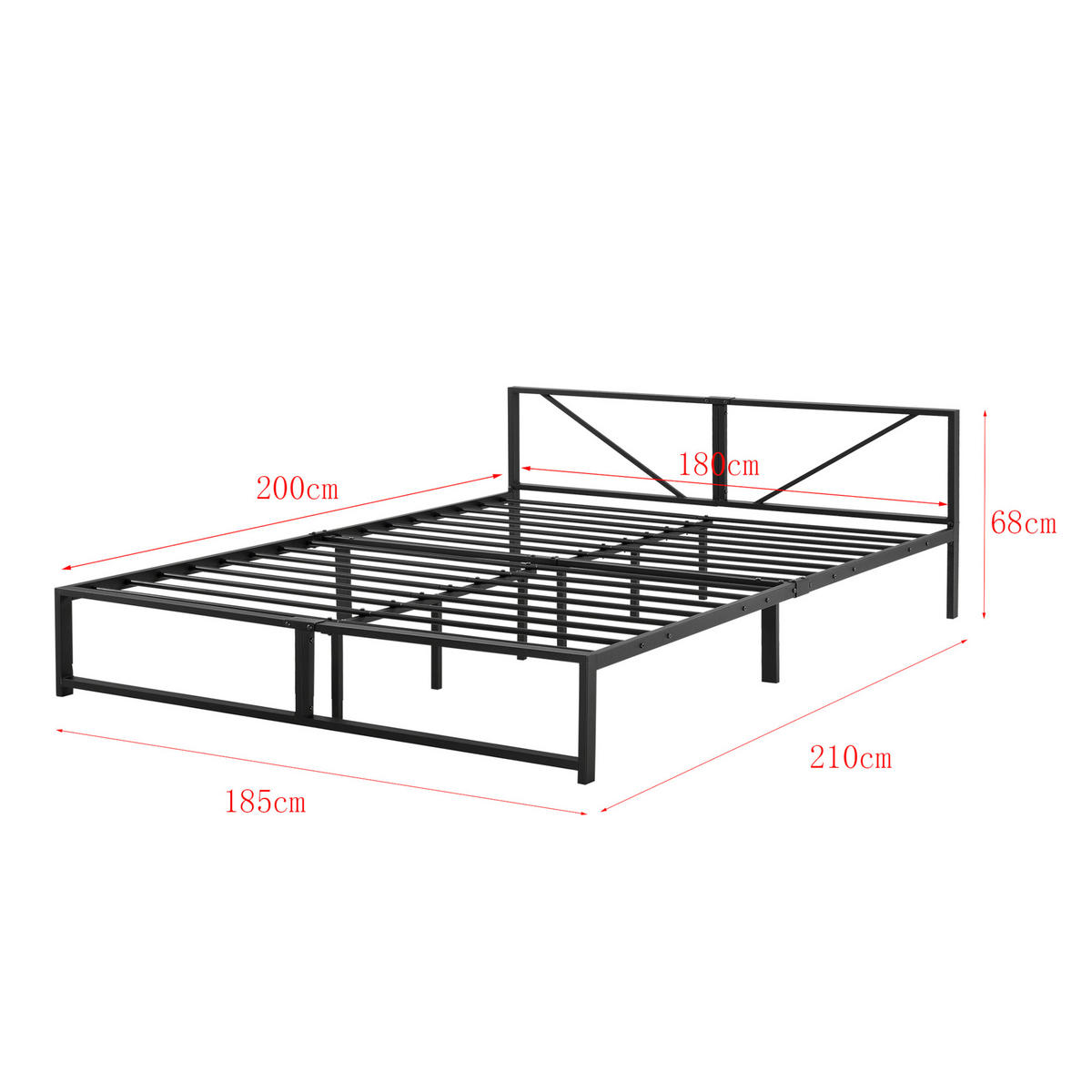 METALLBETT Meran - Schwarz, Metall (180/200cm) - [en.casa]