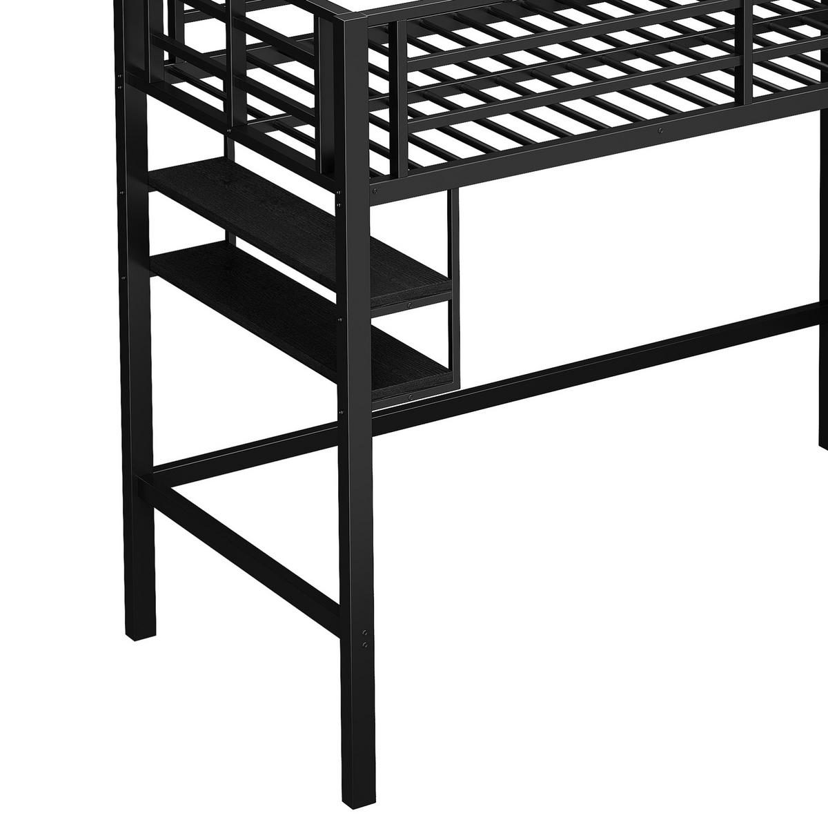 HOCHBETT 90/200 cm Schwarz aus Metall mit Stauraumleiter - Schwarz, Metall (90/200cm) - OKMYHOME