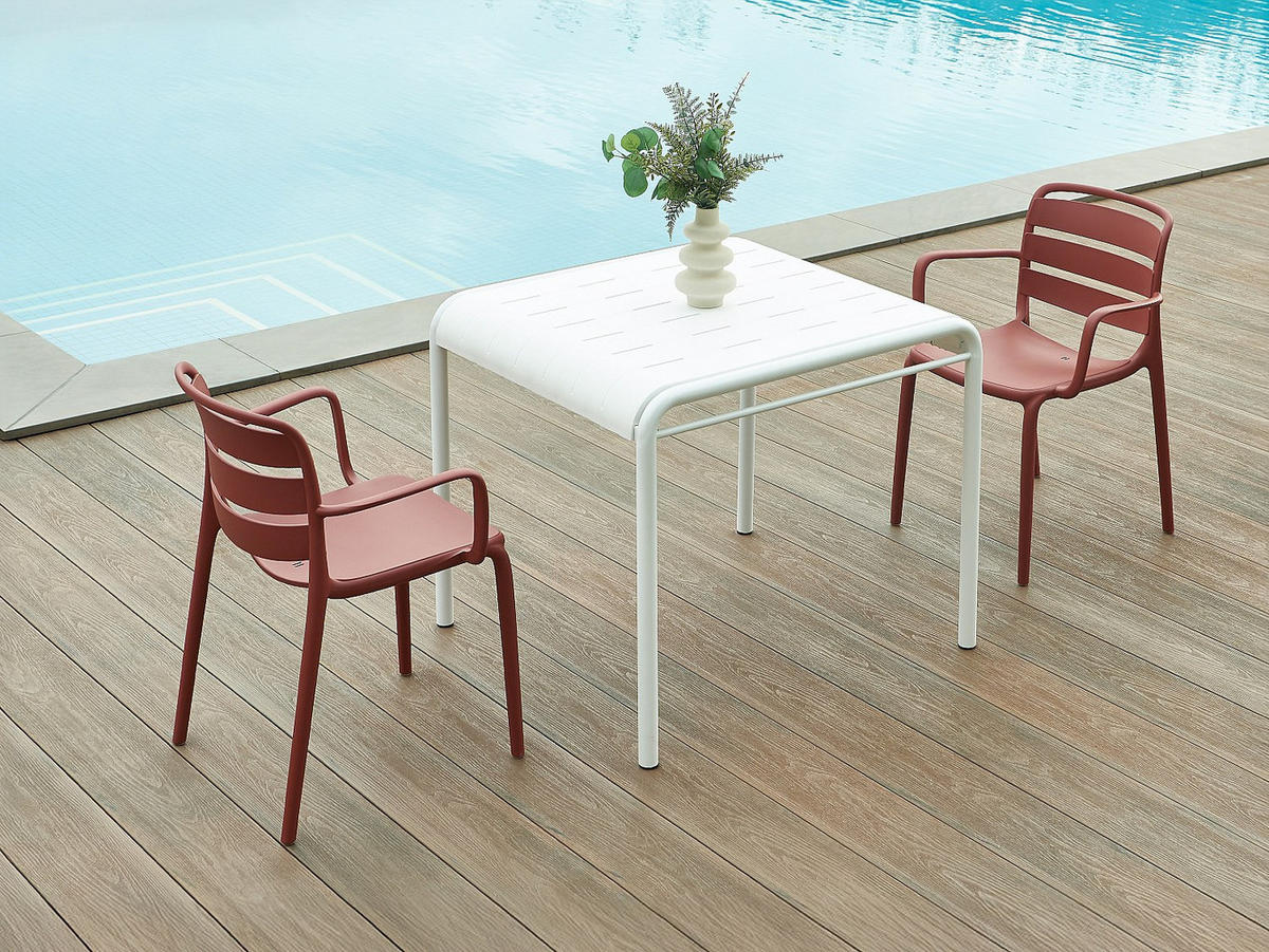 GARTENESSGRUPPE im Set - 2 -Sitzer - Polypropylen - terracotta, weiß - MOAH - Weiß, Kunststoff - Vente-Unique