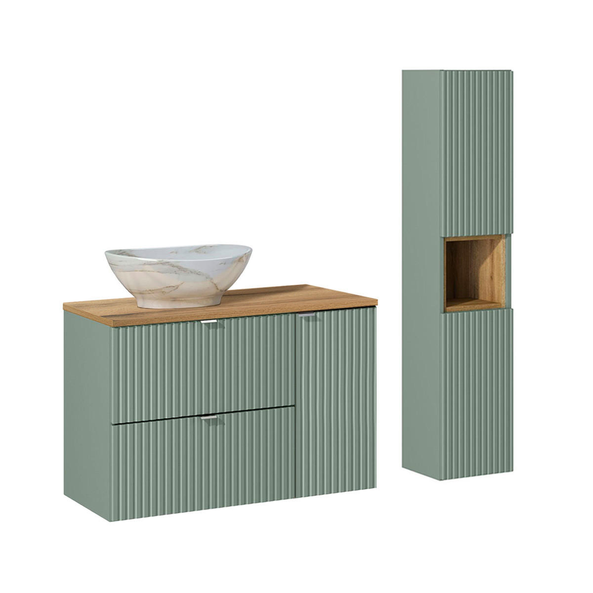 BADMÖBEL 90.4cm Jade 2er-Set Grün - Grün, Holzwerkstoff (90.4/59.5/40cm) - Petits-meubles