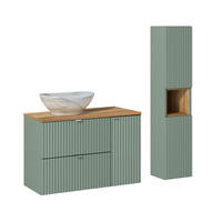 BADMÖBEL 90.4cm Jade 2er-Set Grün - Grün, Holzwerkstoff (90.4/59.5/40cm) - Petits-meubles