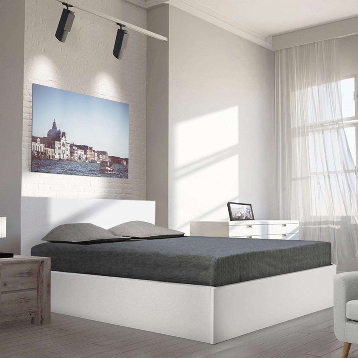 BETTKASTEN MADRID mit Lattenrost/ Bett 180x200 - Weiß - Weiß, Holzwerkstoff (180/200cm) - Weber Industries