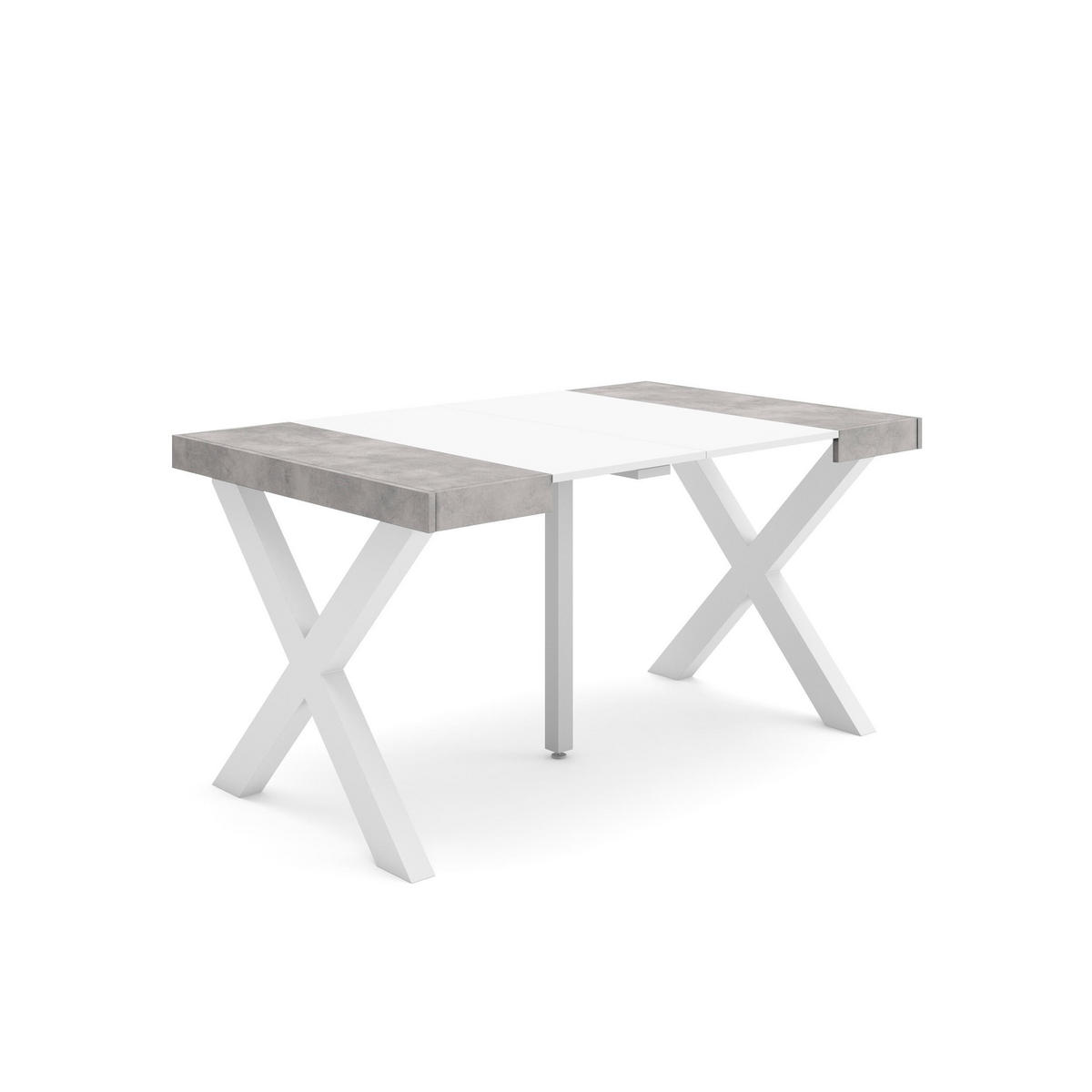 KONSOLENTISCH ausziehbar 58 bis 140cm, für 6 Gäste, weiß zementgrau, 90/58/73cm - Multicolor/Weiß, Holzwerkstoff (90/140/73cm) - Skraut Home
