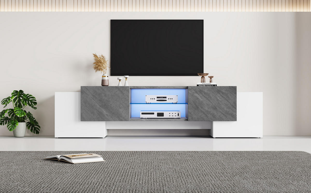 TV LOWBOARD Weiß und Grau 180/40/46 cm - Weiß/Grau, Holzwerkstoff (40/46.5/180cm) - Urban Meuble