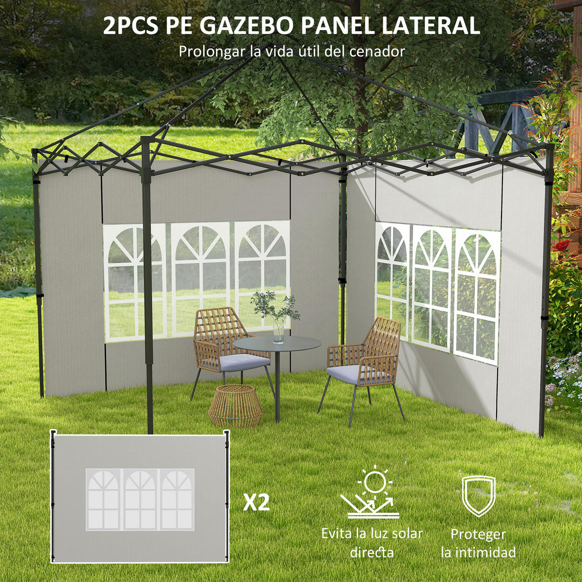 PAVILLON-SEITENTEIL Weiß 1 Stück - Weiß, Kunststoff (293/193cm) - GiPP