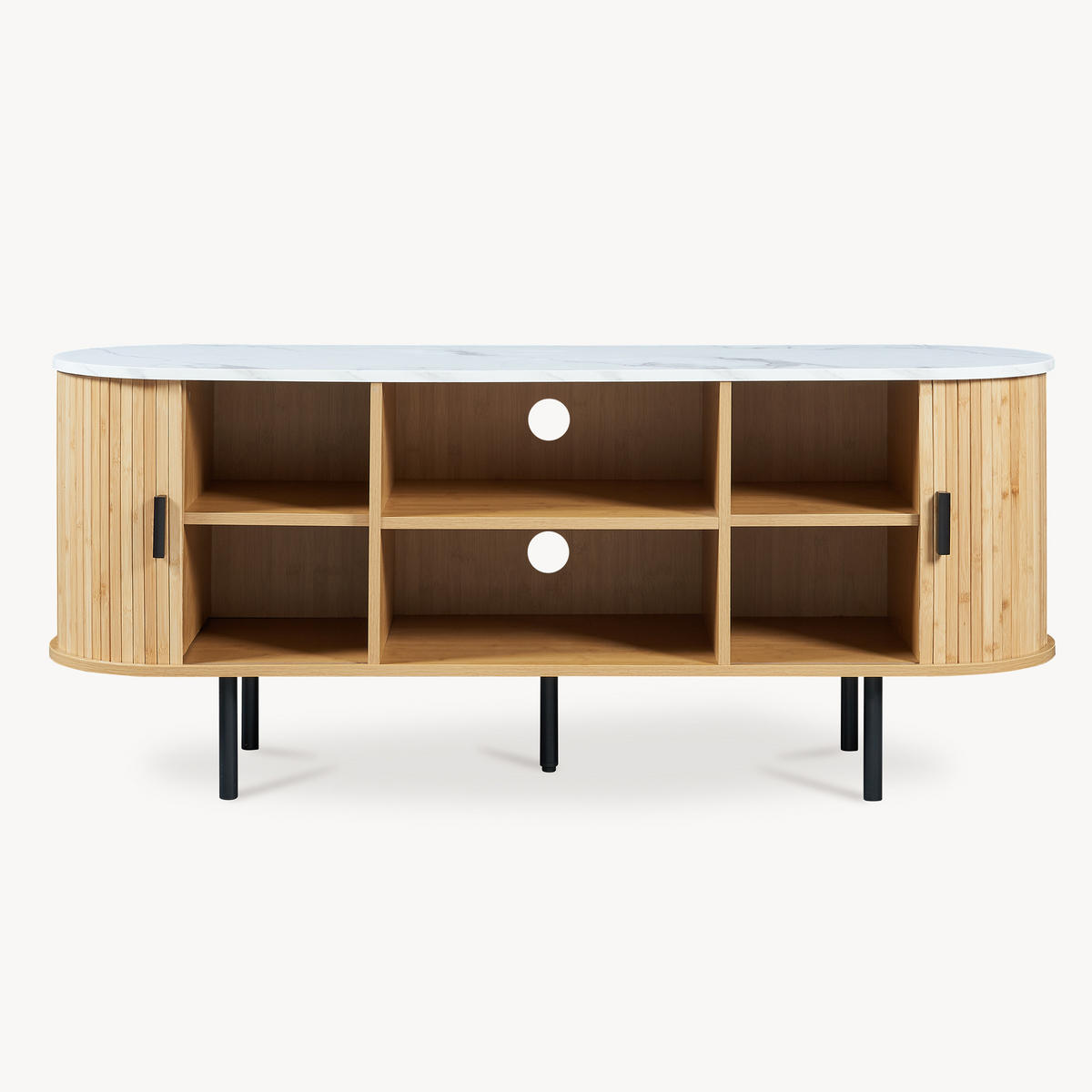 TV-ELEMENT Tvedestrand - Schwarz/Weiß, Holzwerkstoff/Metall (140/55/40cm) - [en.casa]
