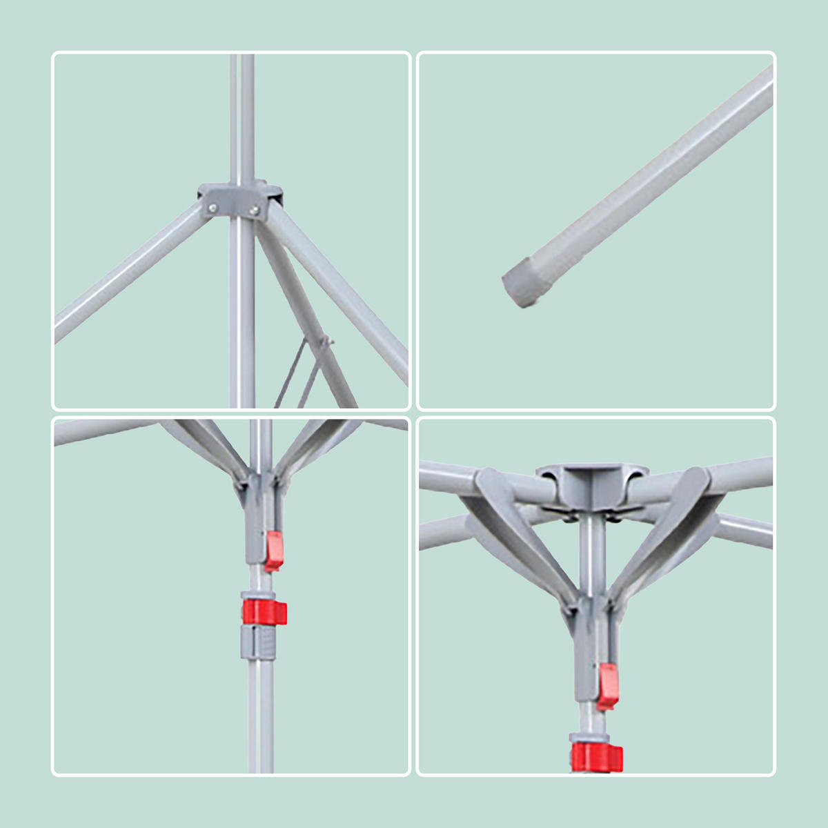 SUŠÁK - šedá, kov/plast (125/180/125cm) - Relaxdays