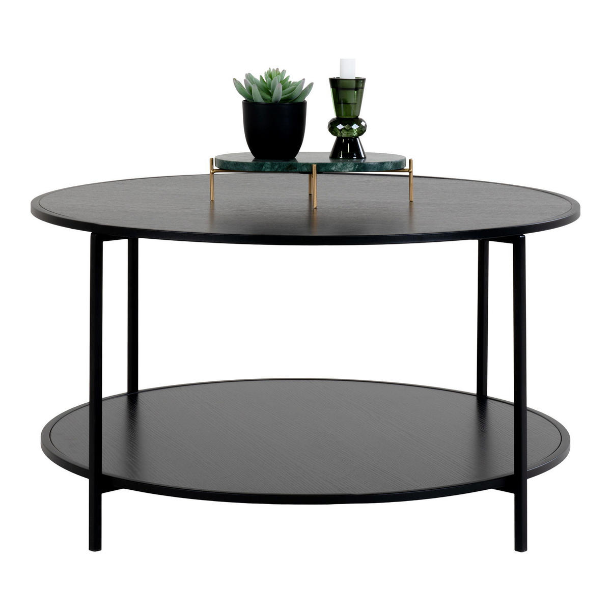 COUCHTISCH Vita Stahl, Spanplatte, Melaminfolie Schwarz - Schwarz, Metall (80/80/45cm) - tinkaro