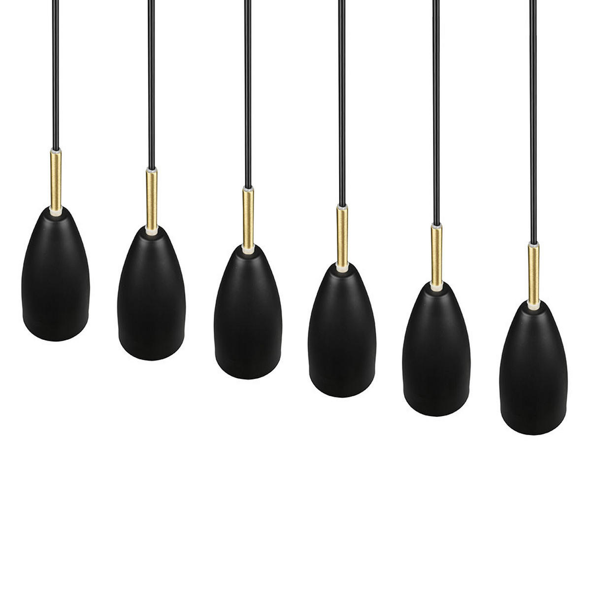 HÄNGELEUCHTE schwarz matt 6-flammig höhenverstellbar - Schwarz, Metall (90/9/150cm)