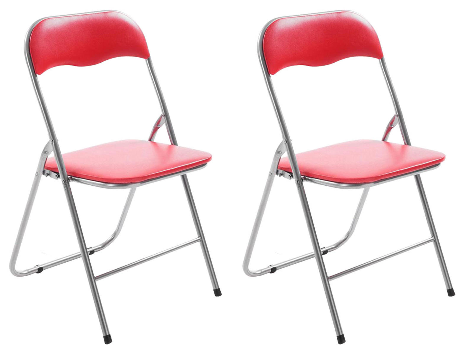 KLAPPSTUHL 2er Set Kunststoff rot/silber - Rot/Silberfarben, Kunststoff/Textil (45/78/45cm) - CLP