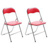 KLAPPSTUHL 2er Set Kunststoff rot/silber - Rot/Silberfarben, Kunststoff/Textil (45/78/45cm) - CLP