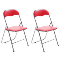 KLAPPSTUHL 2er Set Kunststoff rot/silber - Rot/Silberfarben, Kunststoff/Textil (45/78/45cm) - CLP