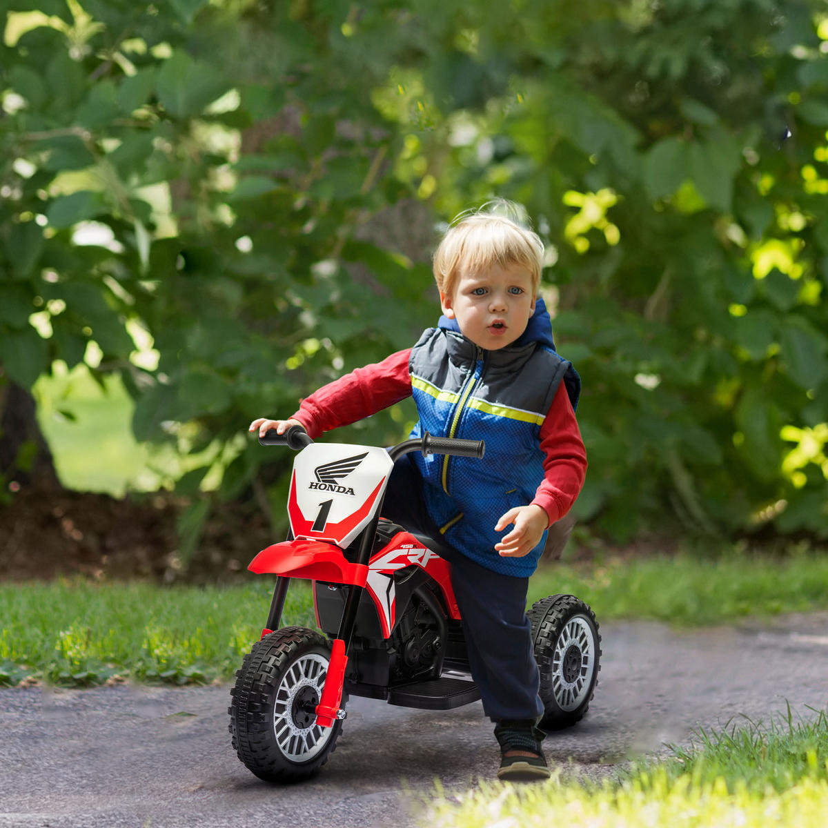 HOMCOM Kinder Elektro-Motorrad, 6V Kindermotorrad mit Hupe, Startup-Musik - Rot, Kunststoff/Metall (71/40.5/43.5cm) - HOMCOM