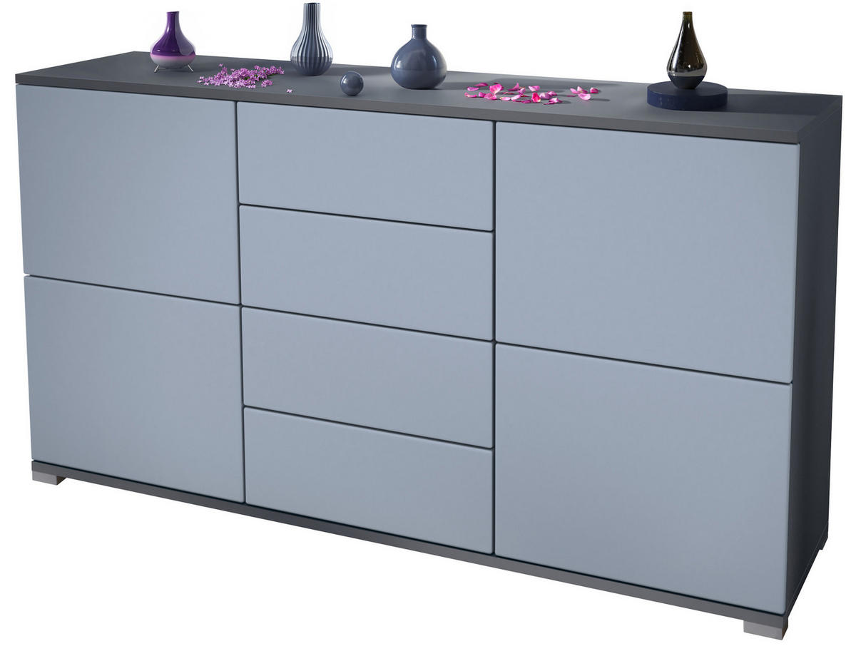 SIDEBOARD Rova Denim matt - Pastellblau, Holzwerkstoff (138.5/75.5/35cm) - Vladon