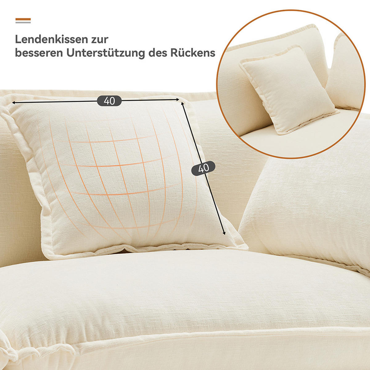 ECKSOFA in Beige Chenille-Stoff mit Fußstütze - Beige, Kunststoff/Textil (147/283cm) - KOMHTOM