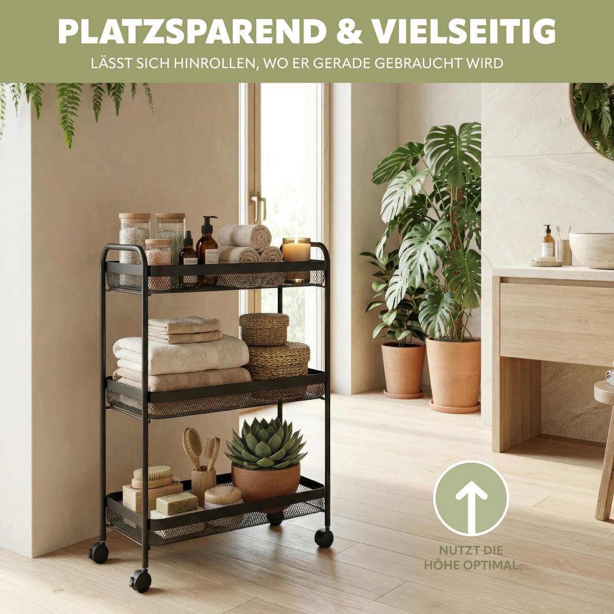 ROLLWAGEN, schwarz, Metall - Schwarz, Metall (47/79.5/27cm) - eluno