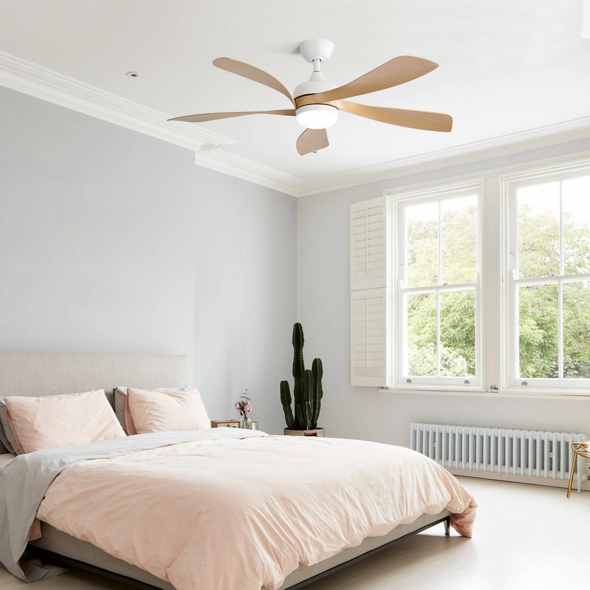 DECKENVENTILATOR DE-16185 132 cm mit 3-farbiger LED Weiß - Weiß, Kunststoff (131/131/26.8cm) - ComfortXL