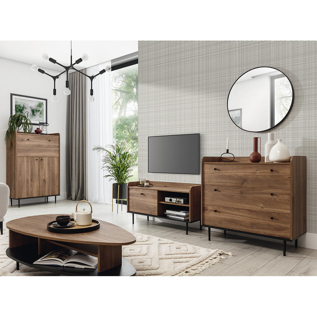 WOHNZIMMER-SET 2-TLG. Varedo-132 - Braun, Holzwerkstoff (205/90/45cm) - Lomado