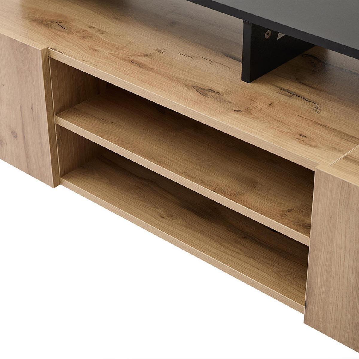 LOWBOARD für TV-Geräte bis 70 Zoll in Originalholzfarbe und schwarzem - Alteiche, Holz (26.5/48.5/159cm) - KOMHTOM