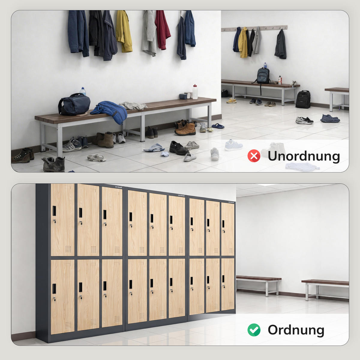 ARBEITSSCHUTZ-GARDEROBENSCHRANK 6-Türiger IGOR 185x90x45 cm - Anthrazit/Sonoma Eiche, Metall (90/185/45cm) - Jan Nowak