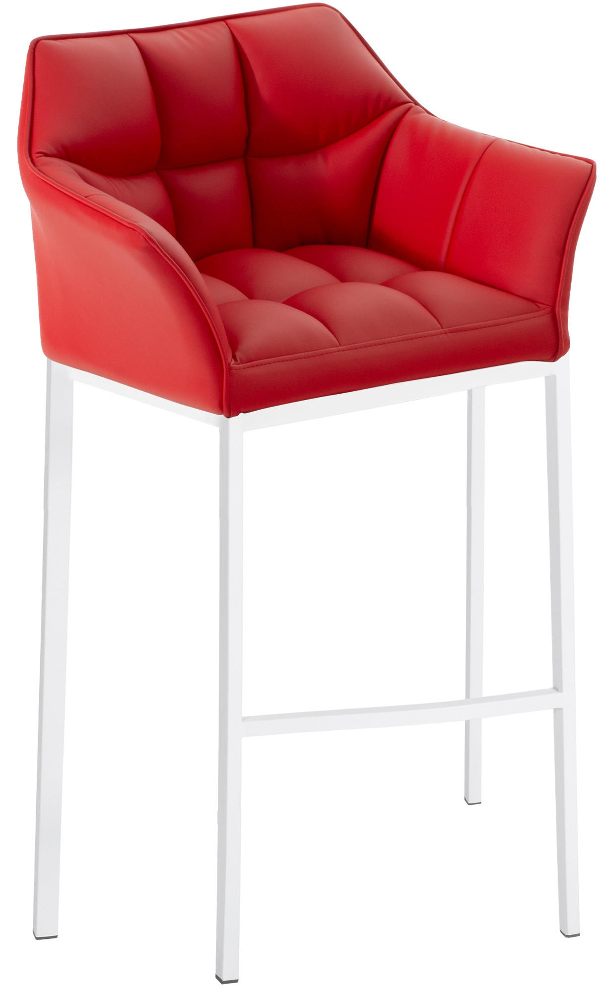 BARHOCKER Lederlook Rot - Rot/Weiß, Textil/Metall (64/110/48cm) - CLP