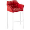 BARHOCKER Lederlook Rot - Rot/Weiß, Textil/Metall (64/110/48cm) - CLP