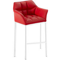 BARHOCKER Lederlook Rot - Rot/Weiß, Textil/Metall (64/110/48cm) - CLP