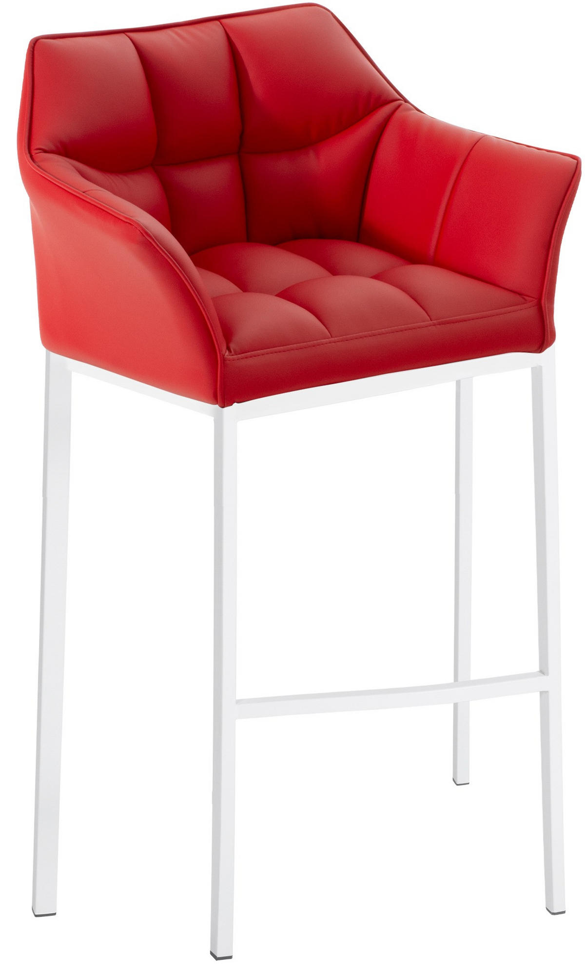 BARHOCKER Lederlook Rot - Rot/Weiß, Textil/Metall (64/110/48cm) - CLP