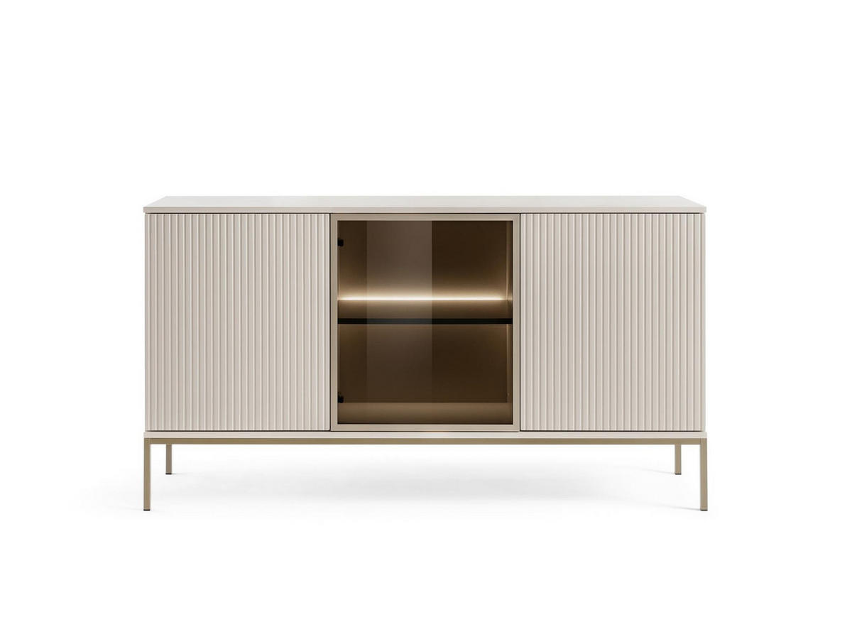 KOMMODE Sentino Kaschmir, Dreitürige Türkommode mit LED - Kaschmir, Holzwerkstoff/Metall (154/83/39cm) - Bettso