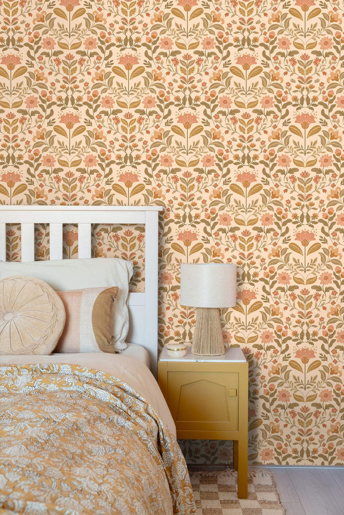 TAPETE Blumenmuster 50 x 900 cm - Orange, Papier (50/900cm) - ESTAhome