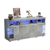 SIDEBOARD 140/40/70 cm Zementgrau aus MDF mit LED-Beleuchtung - Grau, Holzwerkstoff (40/70/140cm) - OKMYHOME