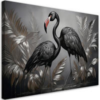 WANDBILD flamingo schwarzvogel abstraktion - Schwarz, Textil (60/40cm) - Feeby