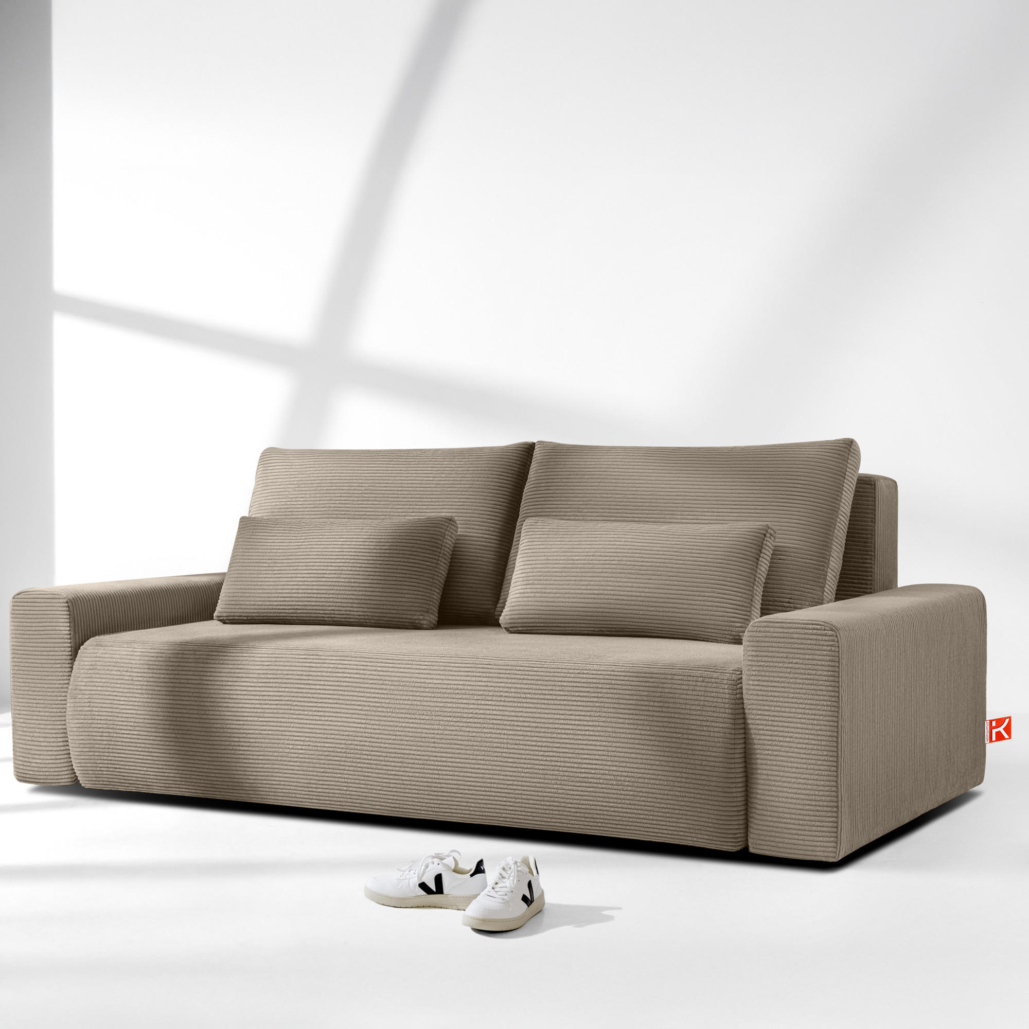 3-SITZER SCHLAFSOFA MOLLIS, Corduroy, Beige - Beige, Holz/Holzwerkstoff (250/93/108cm) - KONSIMO®