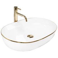 AUFSATZWASCHBECKEN Rea Cleo White Black Edge - Weiß, Keramik (41/14/60.5cm) - REA