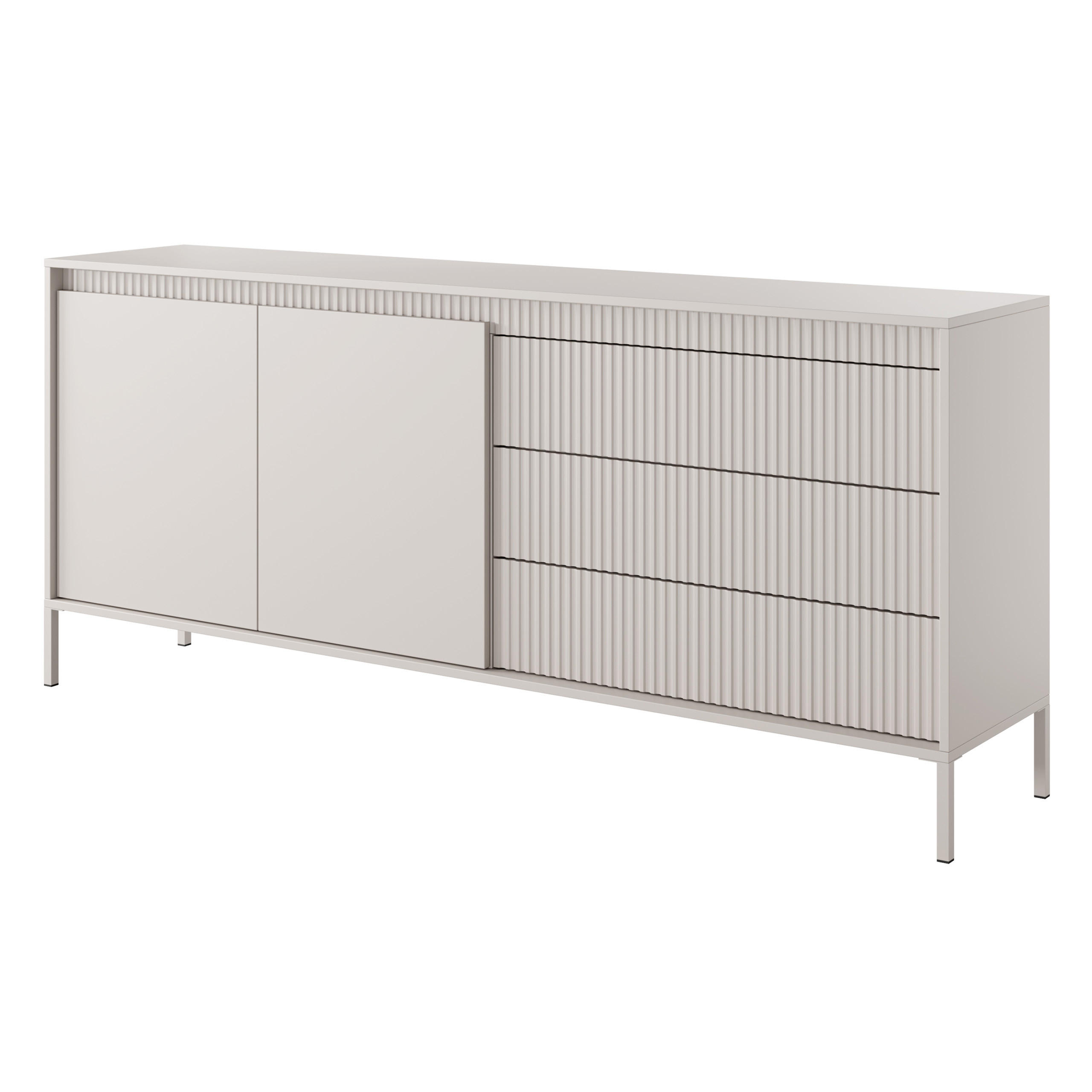 SIDEBOARD SENSATO 187/81/40 cm mit 3 Schubladen und 2 Türen Beige - Beige, Holzwerkstoff (187/81/40cm) - MASSENO