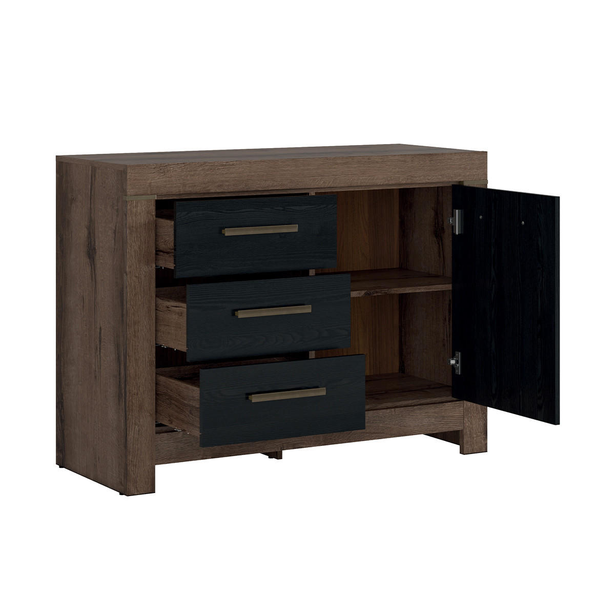 SIDEBOARD Adam Holz und Schwarz - Schwarz, Holzwerkstoff (112/85/45cm) - Petits-meubles