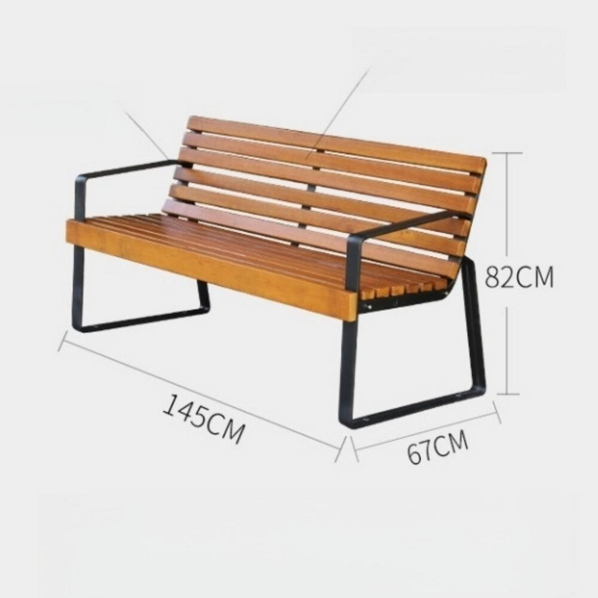 GARTENSTUHL – Massivholz und Aluminium - Schwarz, Holz (67/82/145cm)
