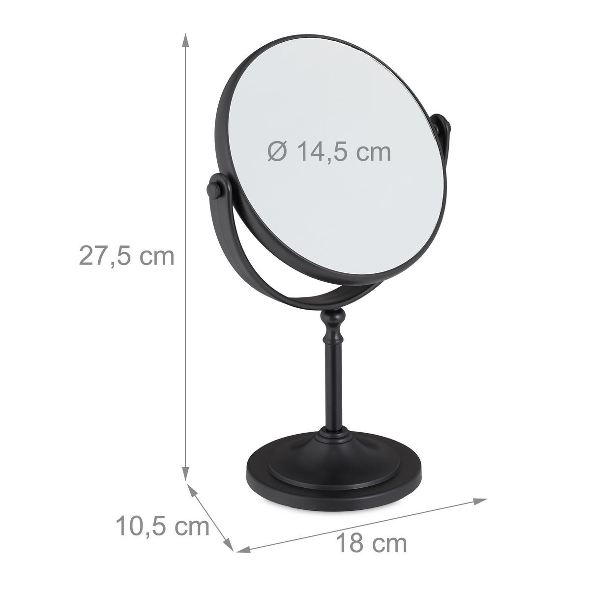 KOSMETIKSPIEGEL - Schwarz, Glas/Kunststoff (18/27.5/10.5cm) - Relaxdays