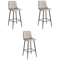 BARHOCKER 3-er Set POZZA dunkelbeiger Sitz, schwarze Basis - Sandfarben/Beige, Textil (43/104/35cm) - Valora