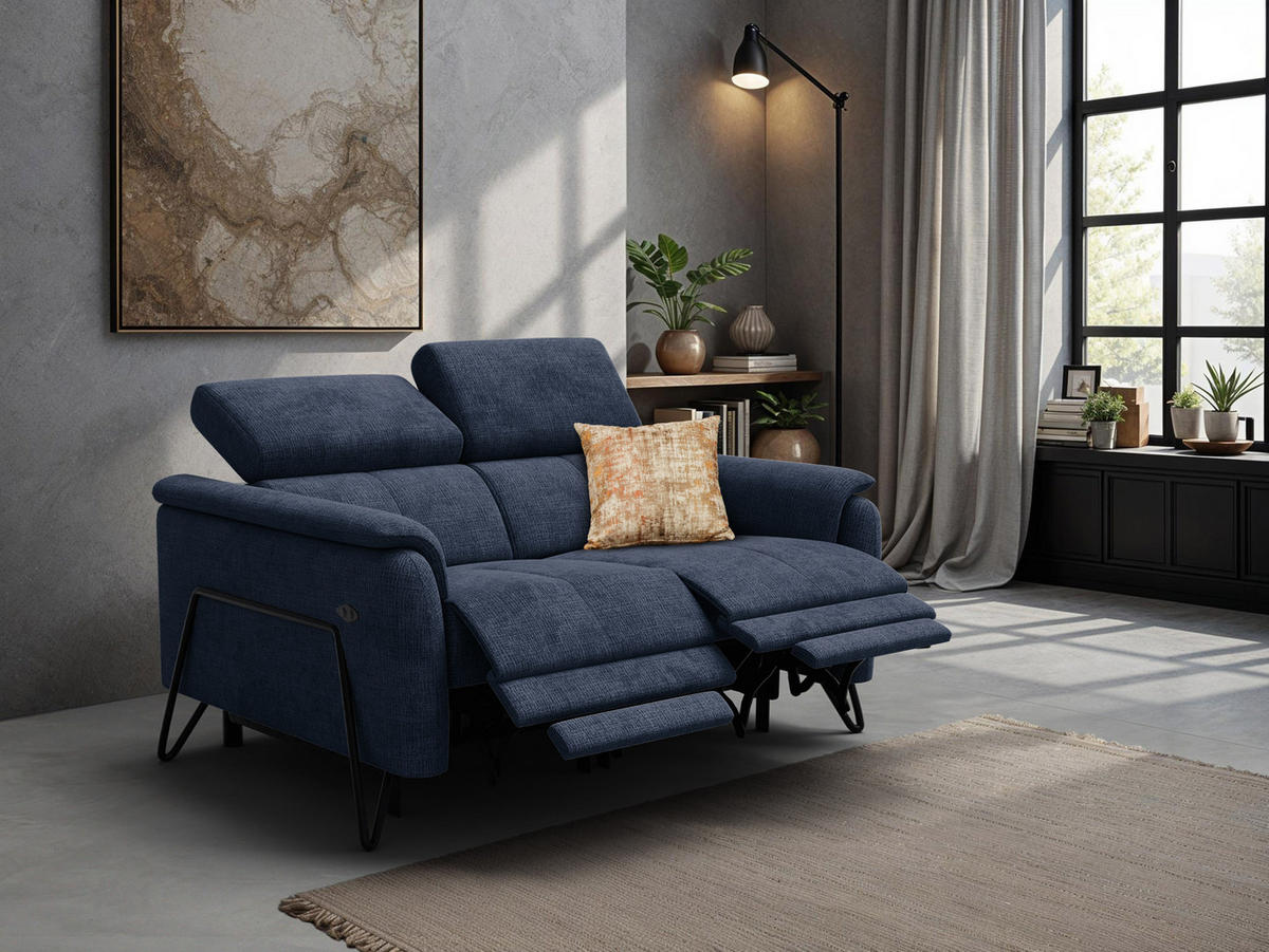 RELAXSOFA RODEN 2-Sitzer, marineblau - Dunkelblau, Holz/Textil (152/82/103cm) - Courtois Laville