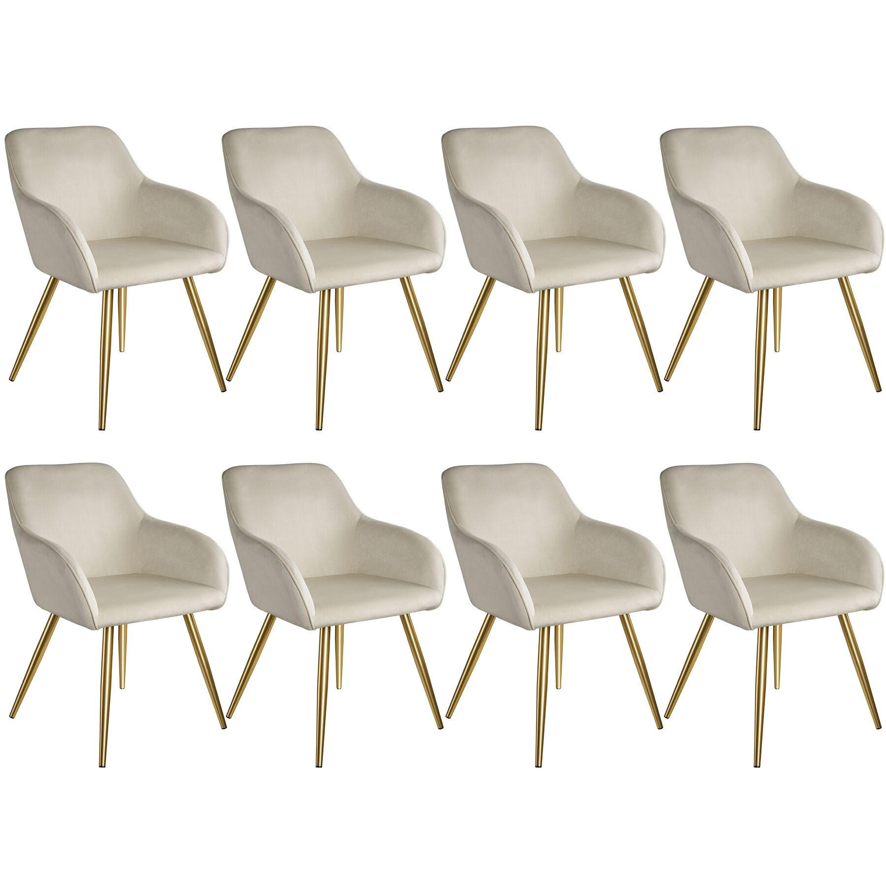ESSZIMMERSTUHL 8er Set Marilyn 58 x 62 x 82 cm creme/gold - Goldfarben/Creme, Textil (58/82/62cm) - tectake