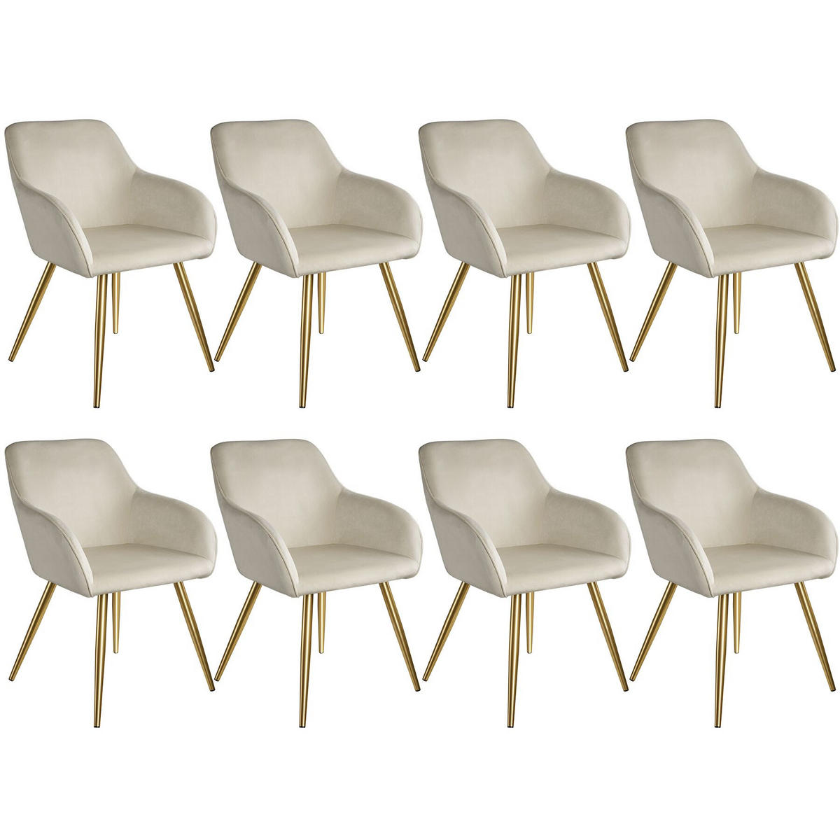 ESSZIMMERSTUHL 8er Set Marilyn 58 x 62 x 82 cm creme/gold - Goldfarben/Creme, Textil (58/82/62cm) - tectake